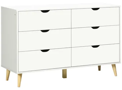 Produktbild von Kommode - Sideboard mit 6 Schubladen - Holzschrank Aufbewahrung - Kippschutz - 120x40x76 cm - Weiß