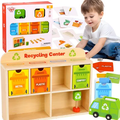Immagine prodotto di Tooky Toy Centro di riciclaggio in legno Selezionatore educativo