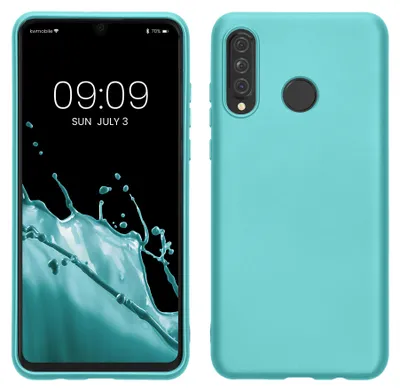 Produktbild von kwmobile Handyhülle für Huawei P30 Lite Hülle - Silikon Case metallisch schimmernd - Schutzhülle Cover - Metallic Mintgrün