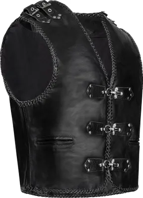 Produktbild von PAULGOS Lederweste Biker Kutte Clubweste Chopper Weste 100% Echtleder - BW7