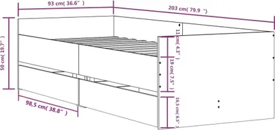 Produktbild von vidaXL Bettgestell mit Schubladen Sonoma-Eiche 90x200 cm