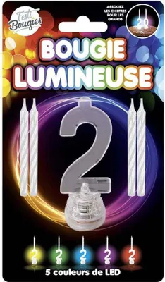 Produktbild von LED-Kerze Zahl 2 Kuchendeko Geburtstag bunt - Einheitsgröße
