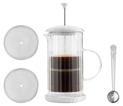 French Press 1L, Glas/Edelstahl, feinmaschiger Filter, spülmaschinengeeignet
