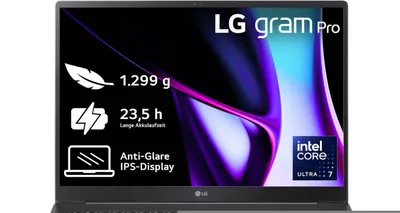 Produktbild von LG Gram Pro 17Z90SP-G, Intel Core Ultra 7, 43,2 cm (17"), 2560 x 1600 Pixel, 16 GB, 1 TB, Windows 11 Home