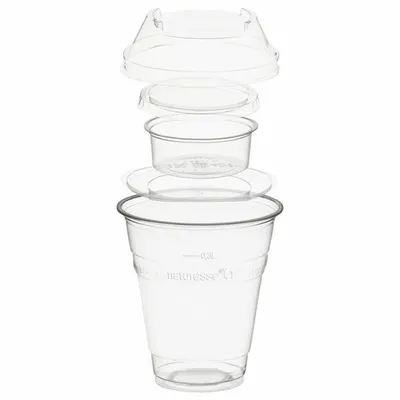 Produktbild von 100x  Trinkbecher 300ml+Domdeckel+Einsatzbecher stapelbar aus PLA