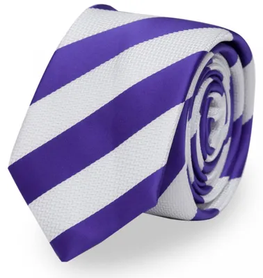 Produktbild von Fabio Farini - 1 Stück gestreifte Herren Krawatte - Tie mit Streifen in 6cm oder 8cm Breite Schmal (6cm), Weiß/Violett