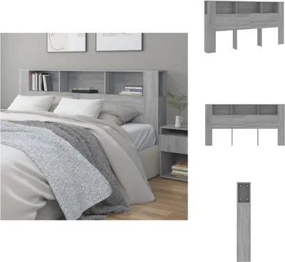 Produktbild von vidaXL Kopfteil mit Ablagen Grau Sonoma 200x18,5x104,5 cm -  Kopf- & Fußenden