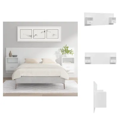 Immagine prodotto di vidaXL Testata con comodini in legno bianco - Testata e piedi