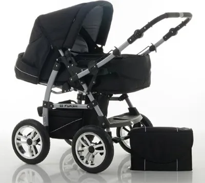 Produktbild von Kinderwagen-Set Flash 2 in 1 in Schwarz - 14 Teile - in 18 Farben erhältlich