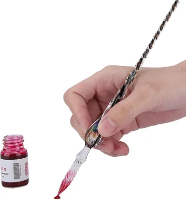 Image de Crystal Starry Sky Glass Dip Pen Signature Ink Pen Fountain Pen Set with Ink Penholder Colorful