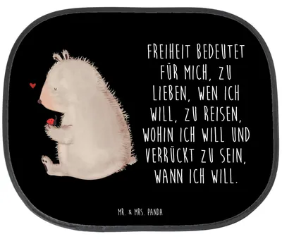 Produktbild von Mr. & Mrs. Panda Autoscheiben Sonnenschutz Bär Marienkäfer - Schwarz - Geschenk, saugnapf, Sonnenblende Auto, Motivation, hitzeschutz, Scheibenschutz, Das Leben Ist schön