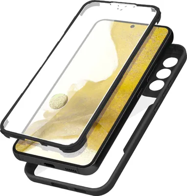 Image de Avizar, coque de protection à 360 degrés avec bumper en silicone pour Samsung Galaxy S22, noire