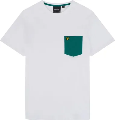 Image de Lyle & Scott - T-shirt à poche contrastée pour homme GT5545 (M) (Blanc/Vert)