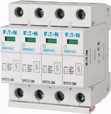 Produktbild von Eaton Überspannungsableiter steckbar, 4p, 385VAC, 4x20kA 167606