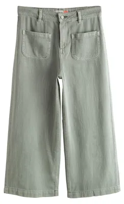 Productafbeelding van NEXT, lichte, cropped jeans van denim met een opgestikte zak, in de kleur saliegroen, maat 48