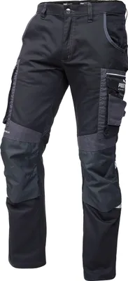 A pair of black and gray work pants.