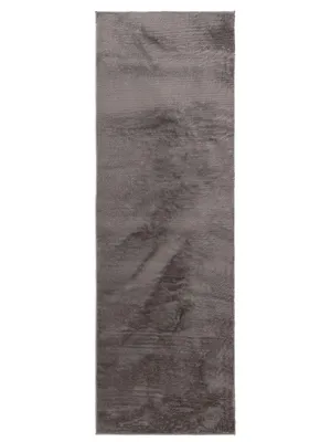 Produktbild von Fellteppich Furry Grau 80x250 cm Wohnzimmer Läufer Rutschfest Waschbar Hochflor benuta Flauschig Plüsch Shaggy Weich