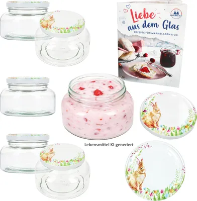 Obrázek produktu pro Sada 6 sklenic na jogurt 435 ml Zavařovací sklenice Osterfreude Víčko Marmeláda