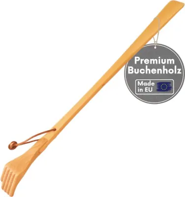 Produktbild von TOPANBIETER 999 Schuhlöffel mit Rückenkratzer, 2-in-1 Holz-Schuhanzieher & Rückenkratzer, 59 cm extra lang, aus Buchenholz,  Germany, ergonomisch & stabil