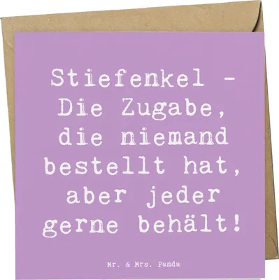 Produktbild von Mr. & Mrs. Panda Grußkarte Spruch Stiefenkel Freude - Lavendeltraum - Geschenk, Glückwunschkarte, doppelkarte, Familienwerte, persönliche Erinnerungen, anlasskarte