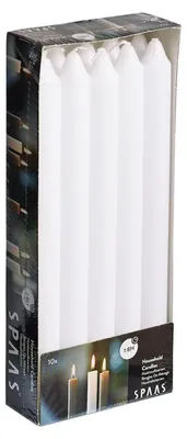 Produktbild von Tafelkerzen weis - 10x Stuck - 24 cm - 8 Brennstunden