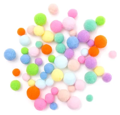 Produktbild von Plüsch-Pompons Bunt Regenbogen Pastell 60St.