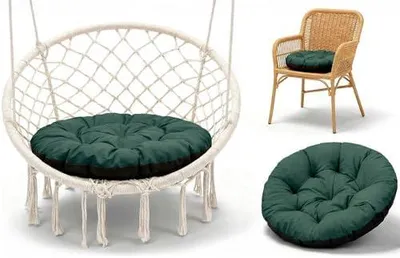 Produktbild von Hängesessel Kissen Sitzkissen für Hängeschaukel 60 cm - Polster für Hängehöhle Lesesessel Hängestuhl und Papasansessel runde Auflage für Outdoor und Indoor Grün Farbton B