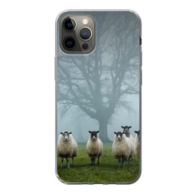 Produktbild von MuchoWow® Handyhülle Schutzhülle Hülle für iPhone 12 Pro Schaf - Baum - Nebel Silikon Softcase Handy Hülle - Abdeckung