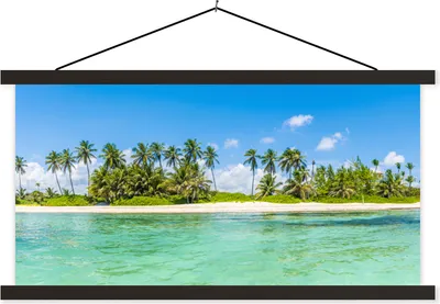 Produktbild von MuchoWow® Textilposter Meer - Strand - Palmen 150x75 cm mit schwarzem Rahmen - Posterleiste