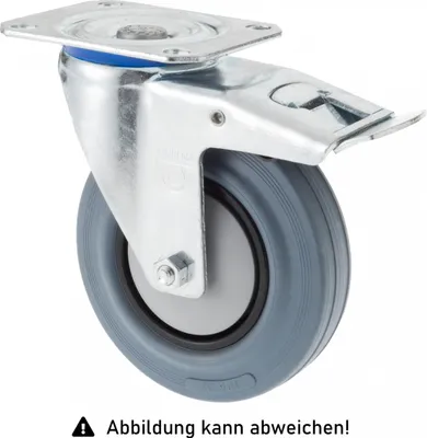 Produktbild von Rollcart TPE-Lenkrolle mit Doppelstop Ø80x32mm in grau 80kg Tragkraft mit Kunststoff-Felge
