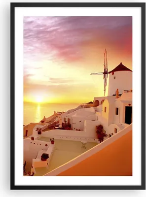 Produktbild von Gerahmtes Poster - Schwarzer Rahmen - Santorini Griechenland Urlaub - 50x70 cm - Wand Bild - Wanddeko - Wandbilder - Wandposter - Bilderrahmen - Bilder - Kunstdruck - Wandbild - P2BPA50x70-2691