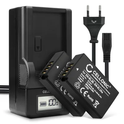 Produktbild von CELLONIC 2x Akku für Kamera Kompatibel mit Nikon CoolPix P1000, Coolpix A, CoolPix P950, EN-EL20a - (800mAh, 7.4V) + Ladegerät
