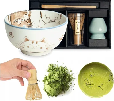 Produktbild von Matcha Set 4 tlg. Original japanische Matcha Schale mit Besen & Löffel