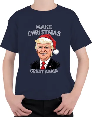 Produktbild von MAKE CHRISTMAS GREAT AGAIN Weihnachten Karikatur Patriotisch USA Uni Kinder T-Shirt, Navy, 104
