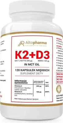 Produktbild von Vitamin K2 MK-7 200µg + D3 4000IU Nahrungsergänzungsmittel 120 Kapseln