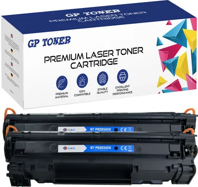 A product shot of toner cartridges and their packaging.
