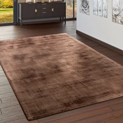 Produktbild von Teppich Handgefertigt Hochwertig 100 % Viskose Vintage Optisch Meliert In Braun Grösse 80x150 cm