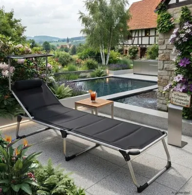 Produktbild von Sonnenliege MAUI Sonnendach Gartenliege Liegestuhl Relaxliege Strandliege Liege