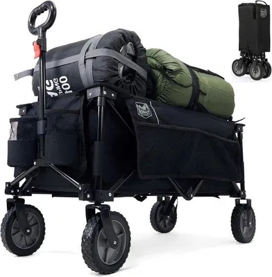 Immagine prodotto di Trolley da spiaggia pieghevole Bolderkar formato XXL con tasca laterale e portabicchieri - capacità di carico 100 kg