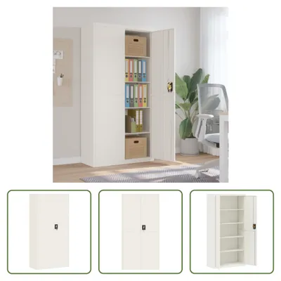 Immagine prodotto di The Living Store Armadio per archiviazione bianco 90x40x180 cm in acciaio