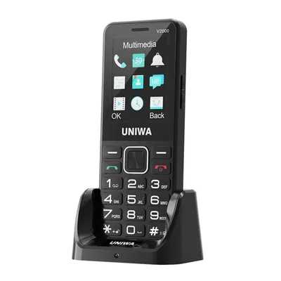 Immagine prodotto di Uniwa V2000 4G - Telefono per anziani – Batteria – Bluetooth 5.0 – Fotocamera – Telefono per anziani – Tasto di emergenza SOS – Tasti grandi – Simboli più grandi – SIM 4G – Base di ricarica