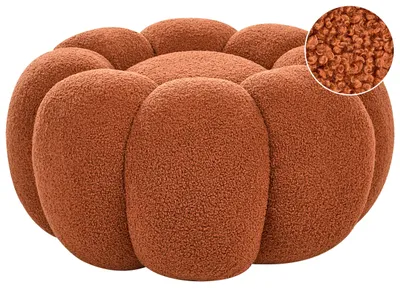 Obrázek produktu pro BELIANI Taburet hnědý buklé čalounění 60 x 60 x 27 cm kulatý puf podnožka moderní styl obývací pokoj ložnice