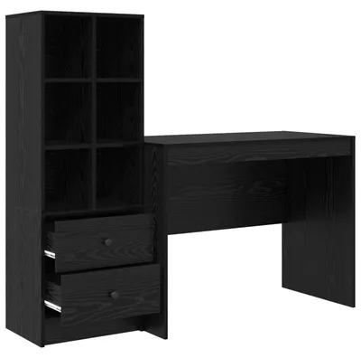 Image de Bureau avec tiroir 2 pcs Chêne noir