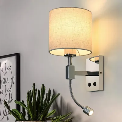 Image de ZMH Applique Lampe de lit avec interrupteur Lampe de lecture réglable Éclairage LED changeant Rond