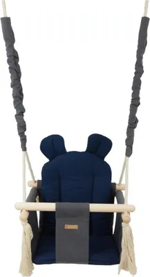 Image de Balan oire bascule en bois de coton gris, bleu marine