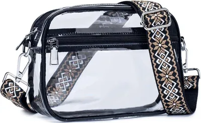 Produktbild von Damen Umhängetasche Veganem Leder Crossbody mit 3 Reißverschlussfächern Schwarz