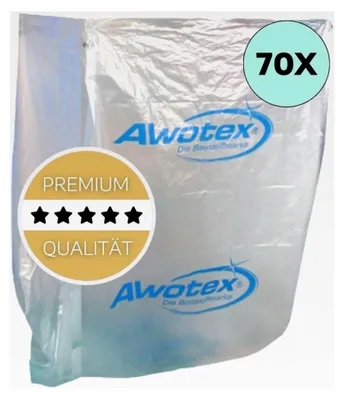 Produktbild von Transparente Foliensäcke 1000 l I Müllsäcke 120 x 80 x 170 cm I 70 Beutel für Styropor & Folienreste I Abfallsäcke für Baustellen 65my I Große Plastiksäcke