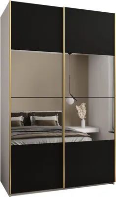 Produktbild von MEBLE KRYSPOL LUX 4 Schrank - 245,5x150x64cm - Weiß, Schwarz, Gold