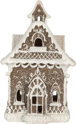 Produktbild von Clayre & Eef Lebkuchenhaus mit LED 13x12x20 cm Braun Kunststoff