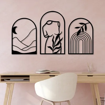 Produktbild von Evila Originals, Memorie Trio B, Nachbildungatives Wandaccessoire aus Metall, Schwarz, METALLKÖRPER, 58 x 40 cm